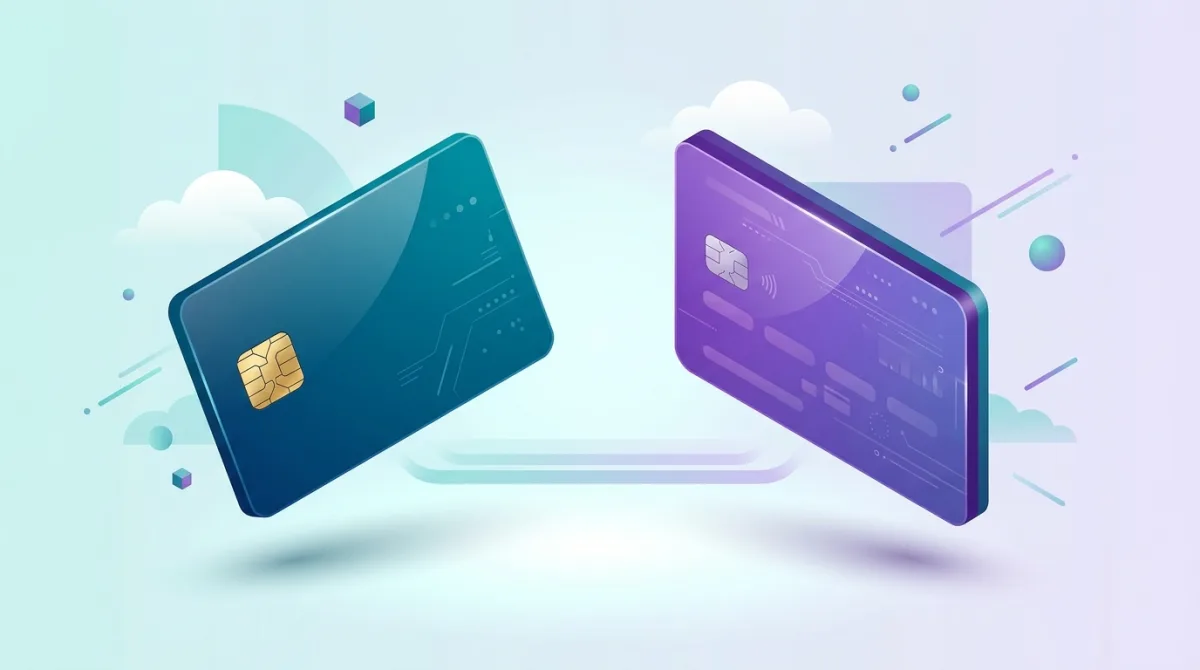Illustration d'une carte physique et d'une carte virtuelle de paiement
