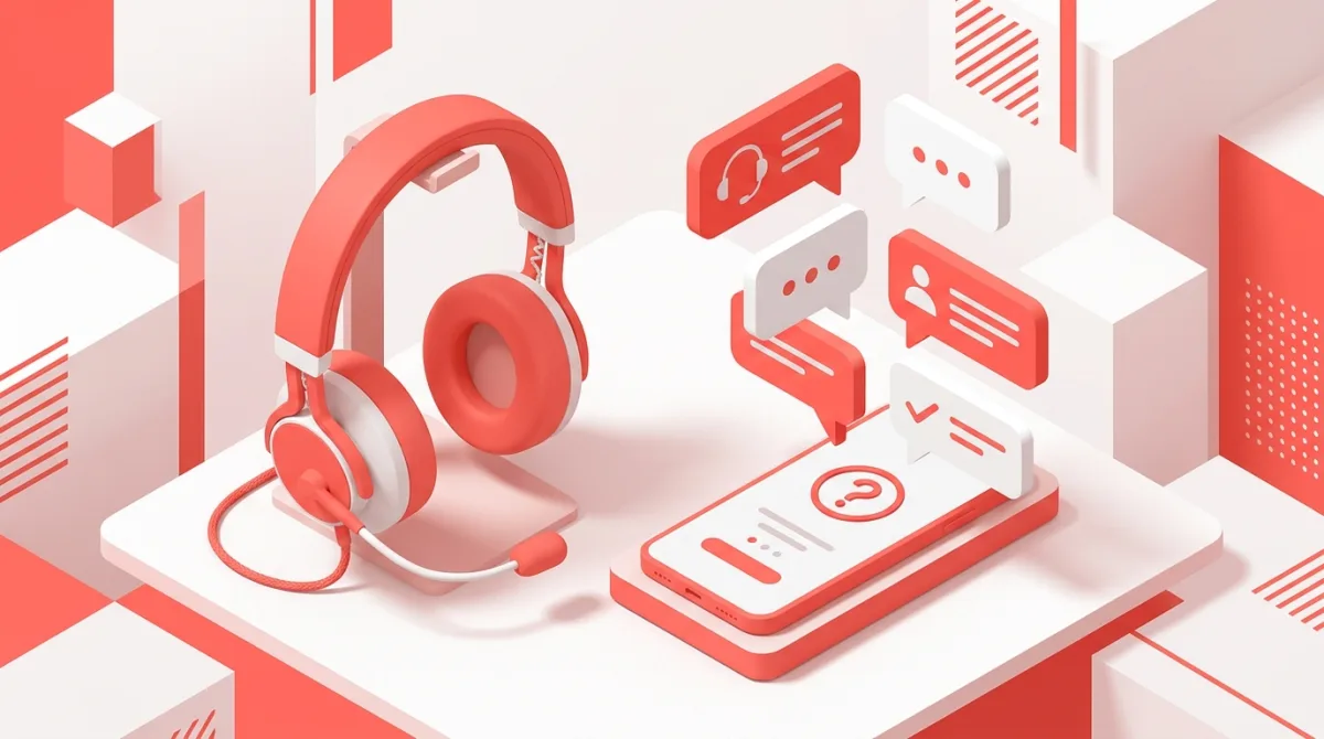 Illustration d'un casque de support et de bulles de chat pour joindre le service client