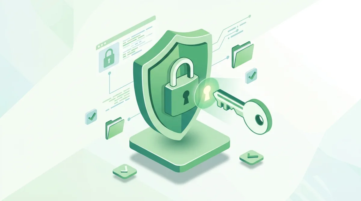 Illustration d'un coffre-fort de mots de passe avec un cadenas et une clé de connexion