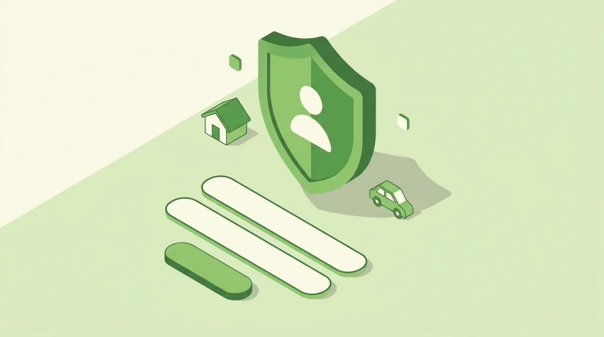 Bouclier de protection avec icône utilisateur au-dessus d'un écran de connexion assurance sur fond vert