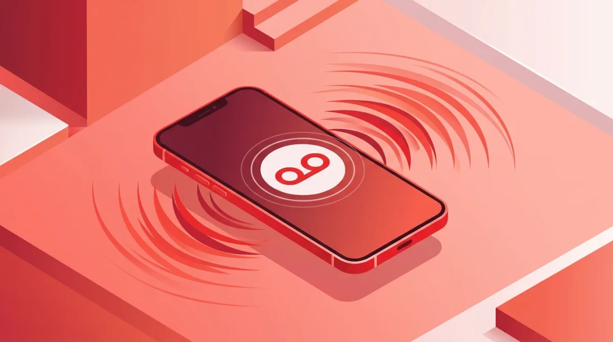 Illustration d'une messagerie vocale sur un smartphone avec des ondes sonores
