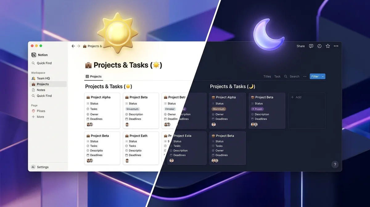 Notion dark mode : activer le mode sombre sur tout appareil