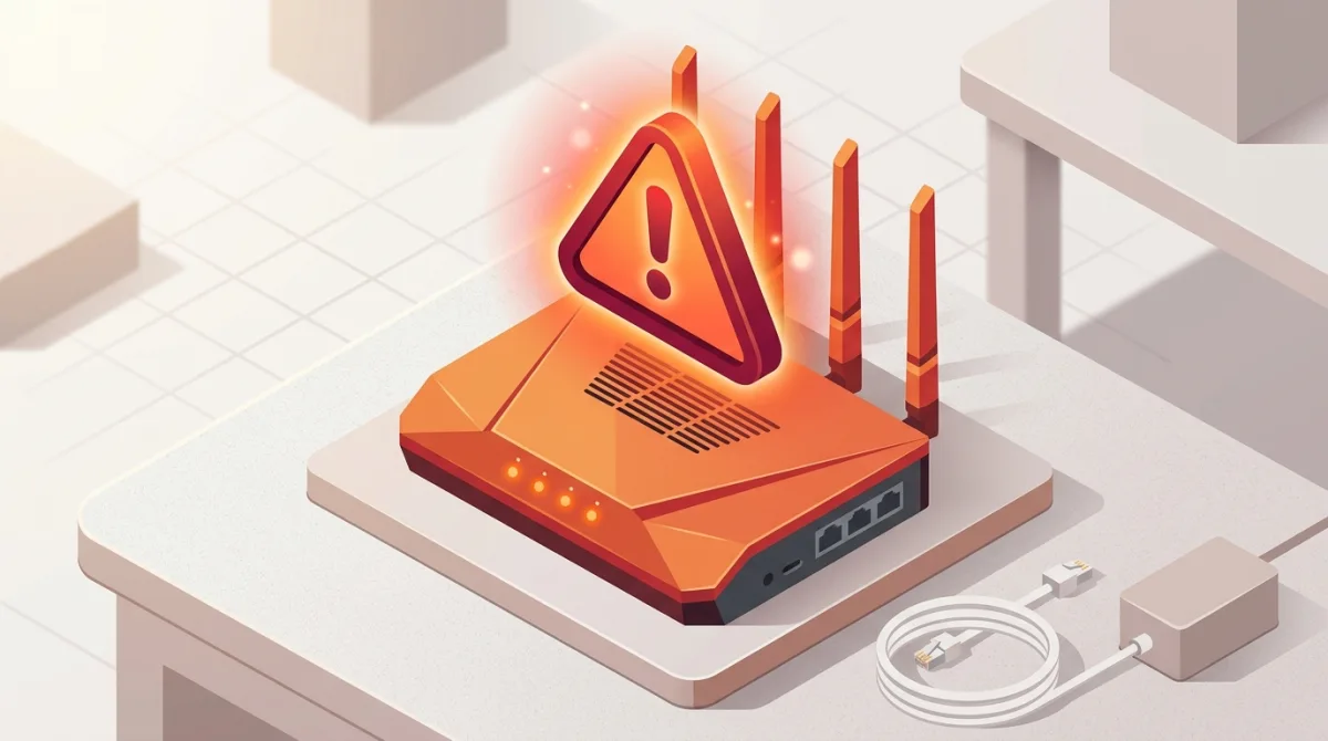 Box internet avec un signal d'alerte et d'avertissement