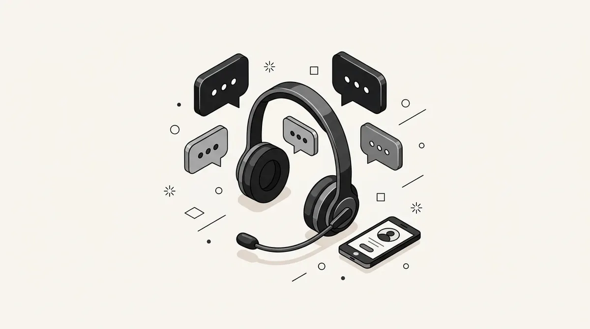 Casque de support client avec télécommande et bulles de discussion